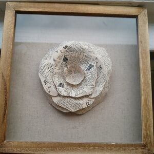 Framed Paper Flower Art Wall Decor 3D Floral Music Notes In Shadow Box 11 x 11